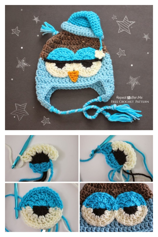 Drowsy Owl Hat Free Crochet Pattern
