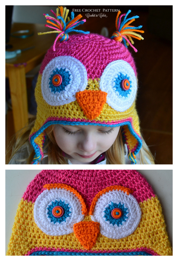 Colorful Owl Hat Free Crochet Patter