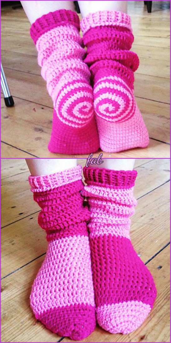 Crochet Spiral Socks Boots Free Pattern