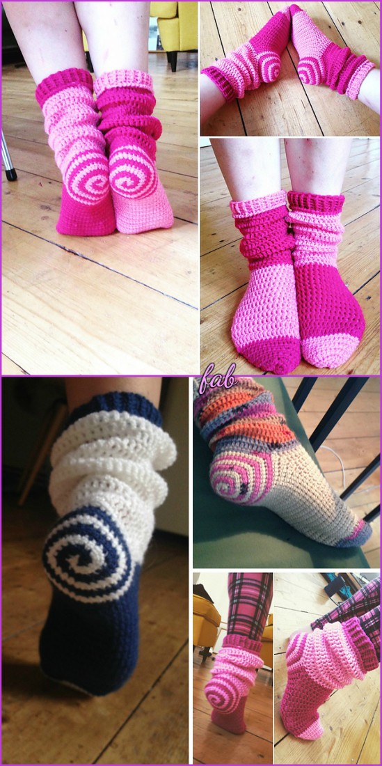 Crochet Spiral Socks Boots Free Pattern