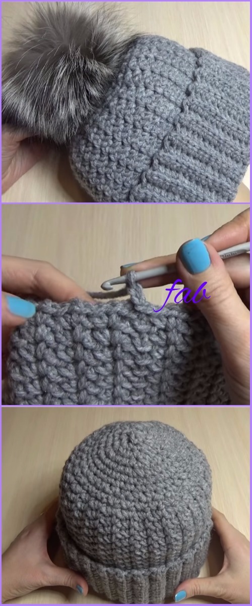 Crochet Women Pom Pom Hat Free Pattern-Video