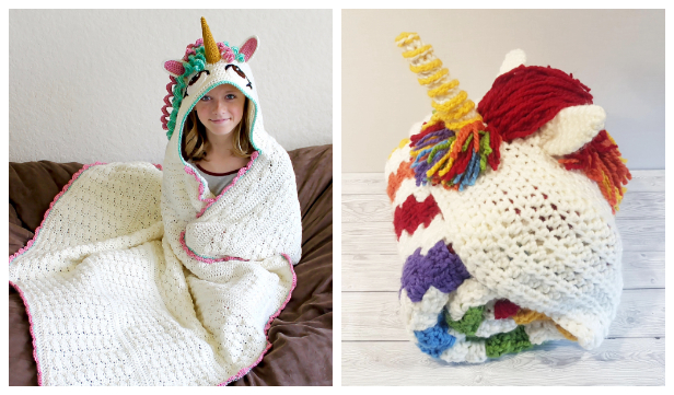 Free hooded clearance unicorn blanket pattern