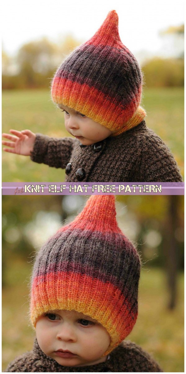 Knit Striped Elf Hat Free Pattern
