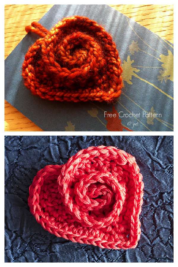Rose Heart Applique Free Crochet Patterns