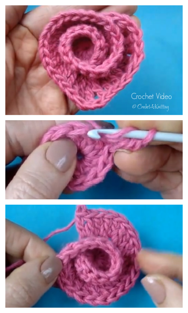 Rose Heart Applique Free Crochet Patterns + Video