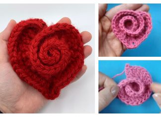 Rose Heart Applique Free Crochet Patterns + Video Rose Heart Applique Free Crochet Patterns + Video