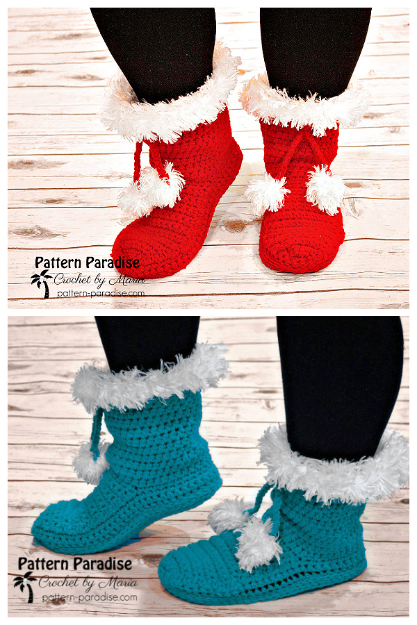 Adult Christmas Santa Slippers Free Crochet Patterns