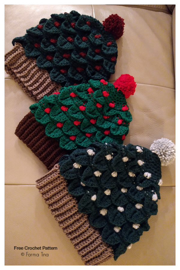 Xmas Tree Holiday Hat Free Crochet Patterns