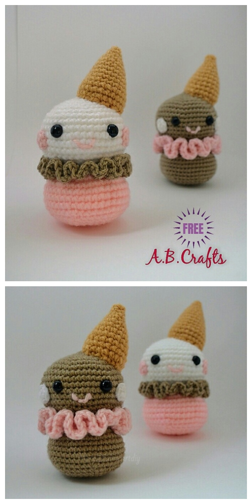 Crochet Ice Cream Snowman Amigurumi Free Patterns