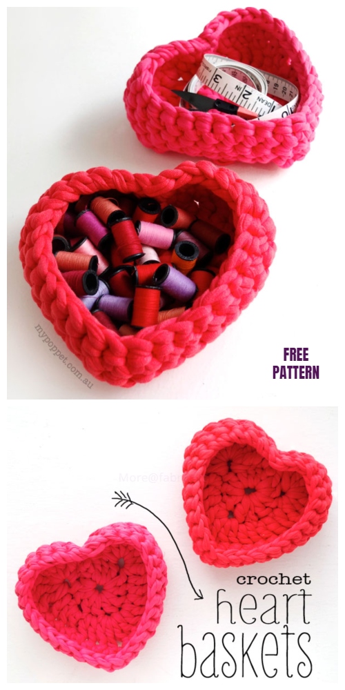 Crochet Valentine Heart Basket Free Crochet Patterns