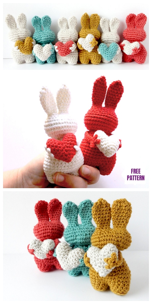 Crochet Valentine Heart Bunny Toy Amigurumi Free Pattern
