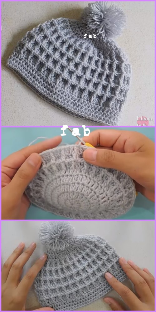 Crochet Waffle Stitch Beanies Hat Free Patterns with Video Tutorial