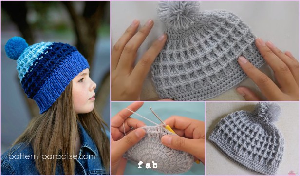 Crochet Waffle Stitch Beanie Hat Free 