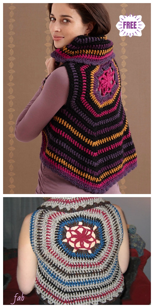 Crochet Women Circle Ripple Vest Free Patterns- Crochet Adult Circle Vest Free Pattern