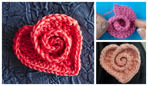 Crochet Heart Rose Free Pattern with Video Tutorial