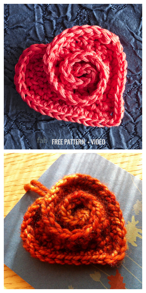 Rose Heart Applique Free Crochet Patterns + Video 