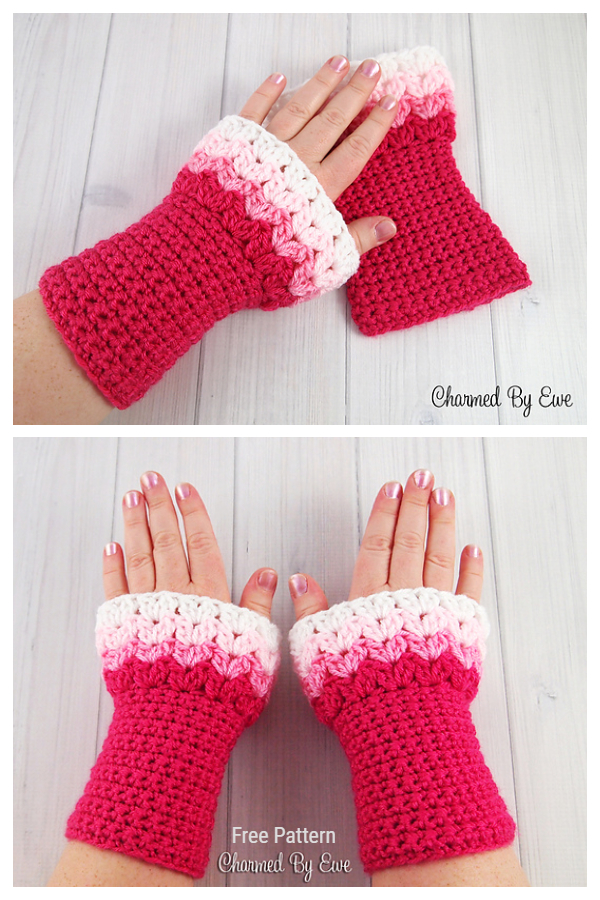 Sweetheart Wrist Warmers Free Crochet Pattern for Valentine