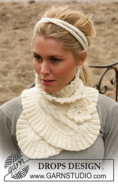Cable Scarf Neck Warmer with Flower Free Knitting Patterns