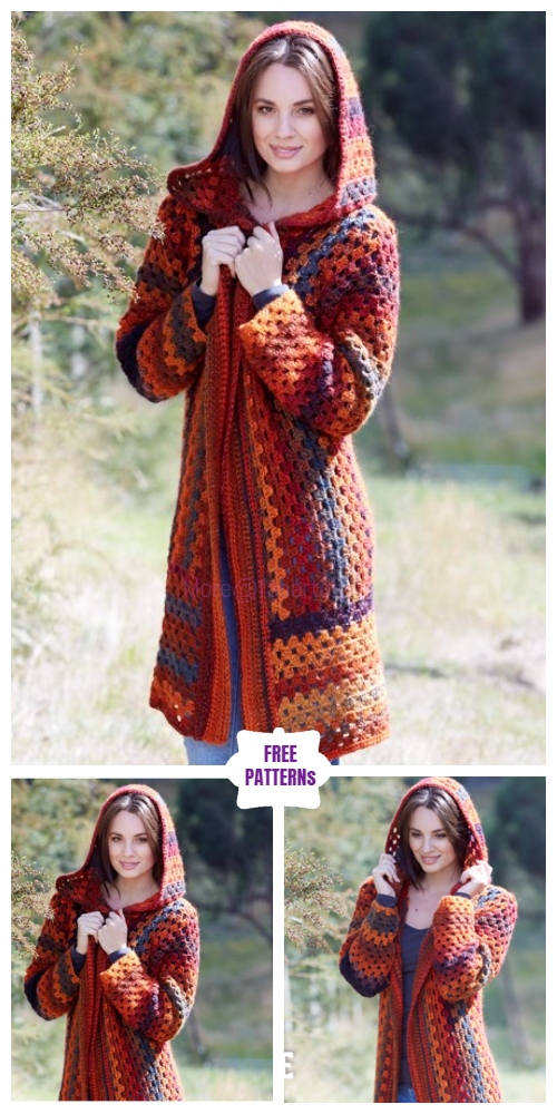Crochet Granny Bouvardia Hooded Jacket Free Pattern