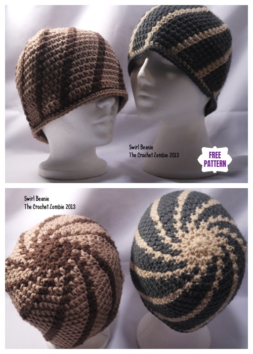 Crochet Swirl Beanie Hat Free Pattern