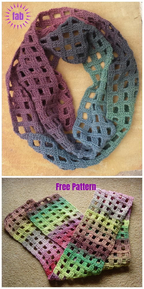 Crochet Windowpane Scarf Free Pattern