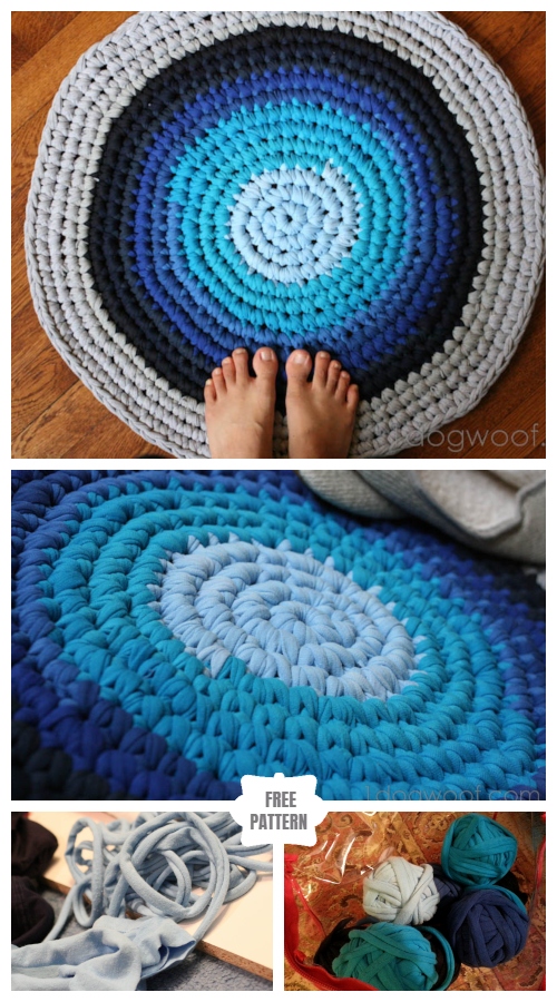Crochet Recycled Old T-shirts Rug Free Patterns