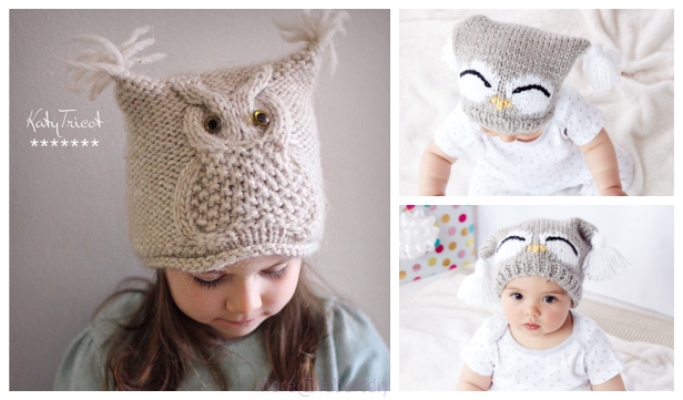 Kids Owl Hat Knitting Patterns Free & Paid