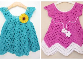 Girl’s Chevron Dress Free Crochet Patterns + Video Crochet Girl's Chevron Dress Free Patterns-Video