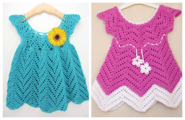 Crochet Girl’s Chevron Dress Free Patterns-Video
