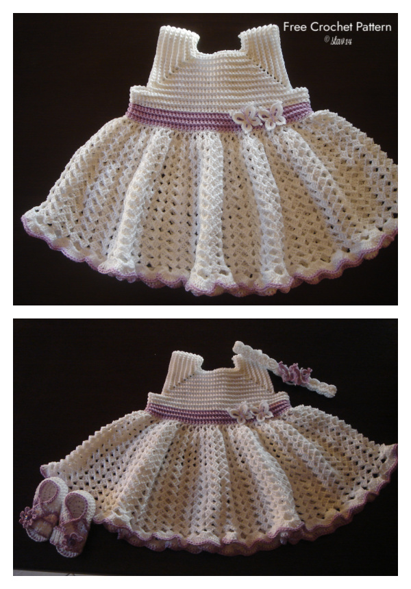 Girl Ruffled Baby Dress Free Crochet Pattern