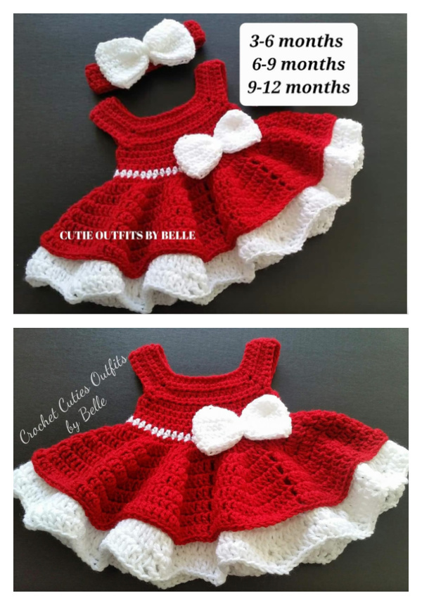 Baby Girl Bow Ruffle Dress Crochet Pattern