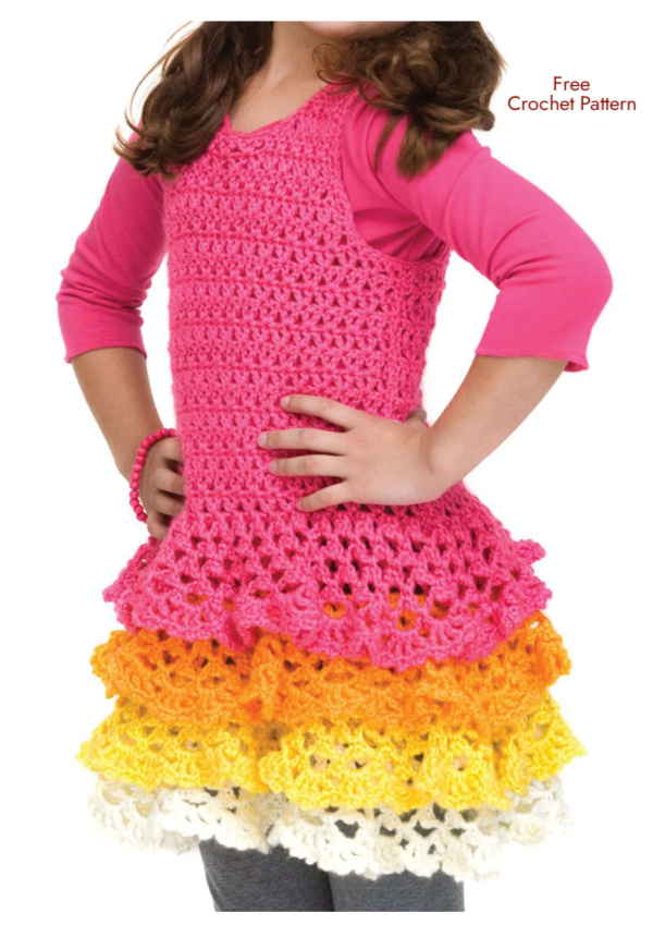 Girl Rows o' Ruffles Dress Free Crochet Pattern