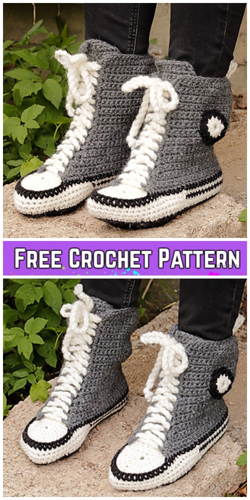Crochet Women Sneaker Slippers Free Pattern