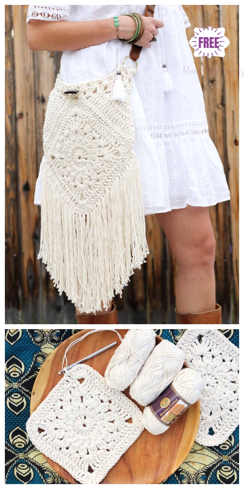 Crossbody Boho Bag Purse pattern by Rhinestone Mumma