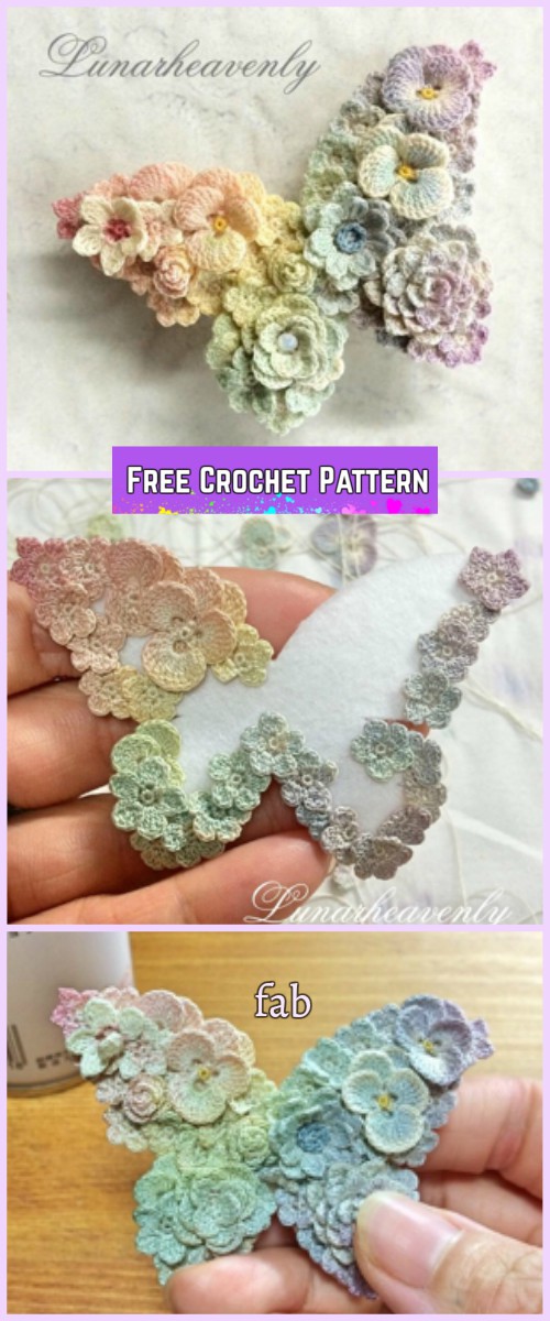 Crochet Rainbow Flower Butterfly Free Pattern