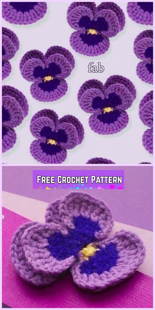Crochet Rainbow Flower Butterfly Free Pattern - Pansy Flower Free Crochet Pattern