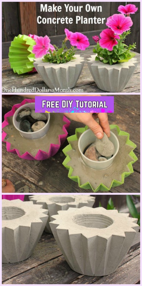 DIY Cute Concrete Planter Tutorial Using Plastic Molds-How to Make a Concrete Planter Tutorial