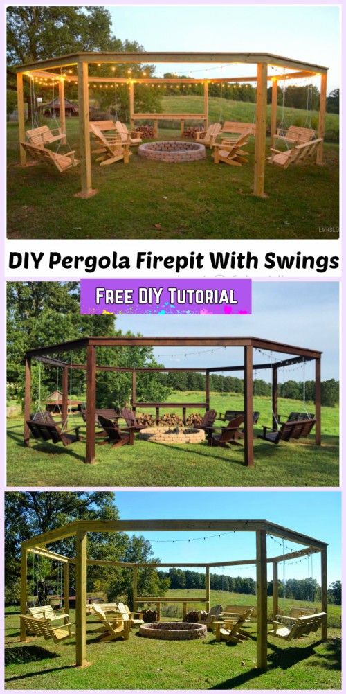 Diy Pergola Firepit Swings Tutorial, Gazebo With Swings And Fire Pit