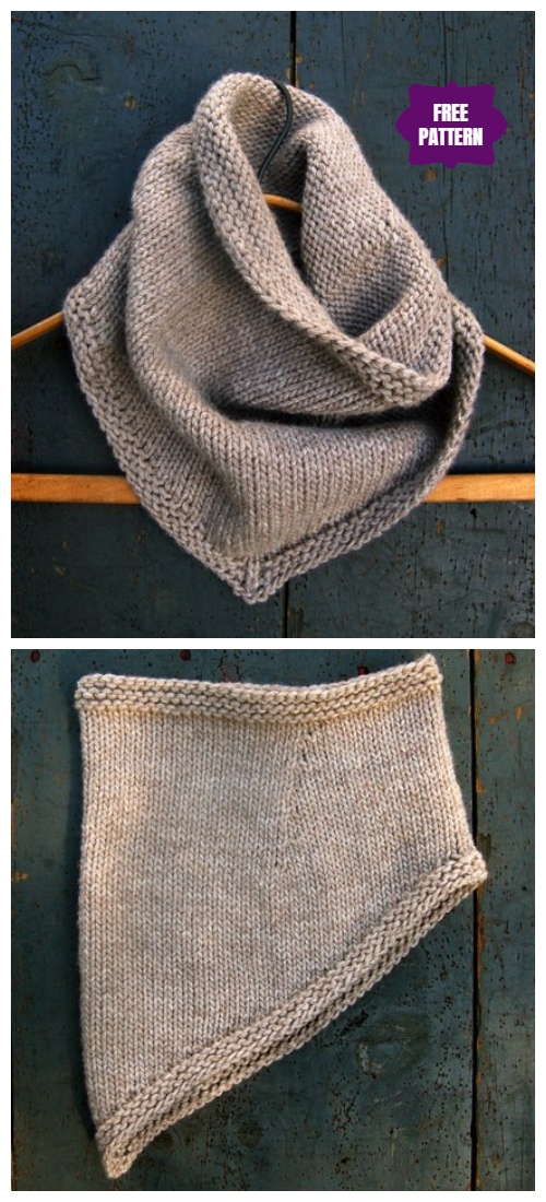 Knit Bandana Cowl Free Knitting Pattern