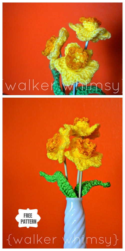 Spring Daffodil Flower Free Crochet Patterns - Crochet Darling Daffodils Free Pattern