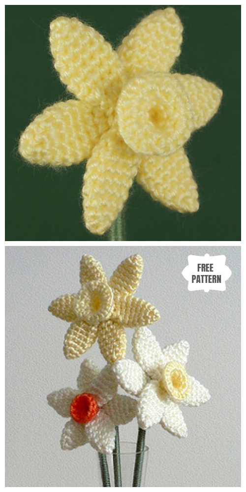 Spring Daffodil Flower Free Crochet Patterns - Crochet Daffodils Amigurumi Free Pattern