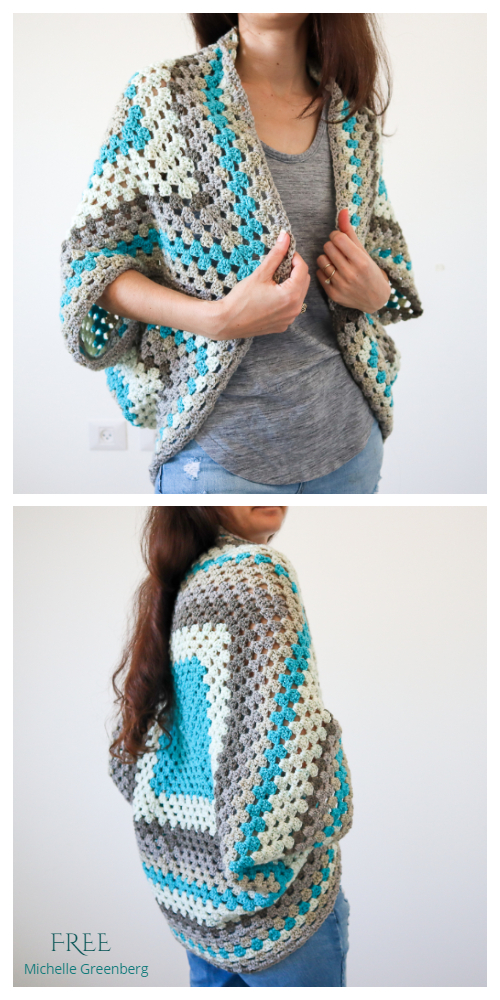 Continuous Granny Square Shrug Free Crochet Pattern