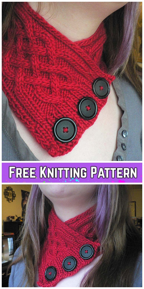 Knit Celtic Cable Neckwarmer Scarf Free Knitting Pattern