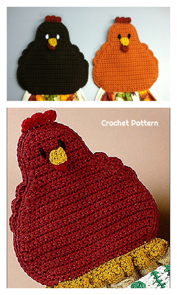 Country Farmyard Chicken Towel Topper Crochet Pattern