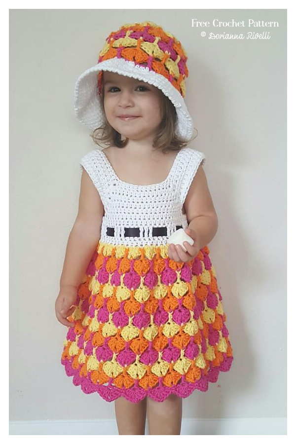 Girls Summer Dress & Hat Set Crochet Free Patterns & Paid