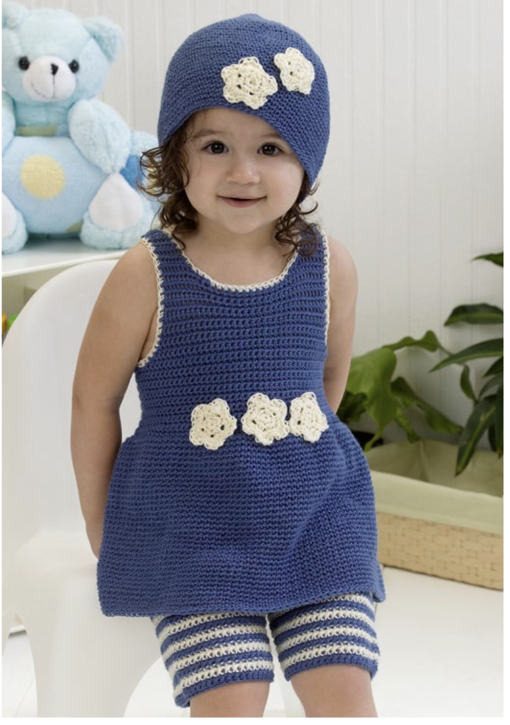 Darling One-Piece Romper & Hat Set Free Crochet Pattern