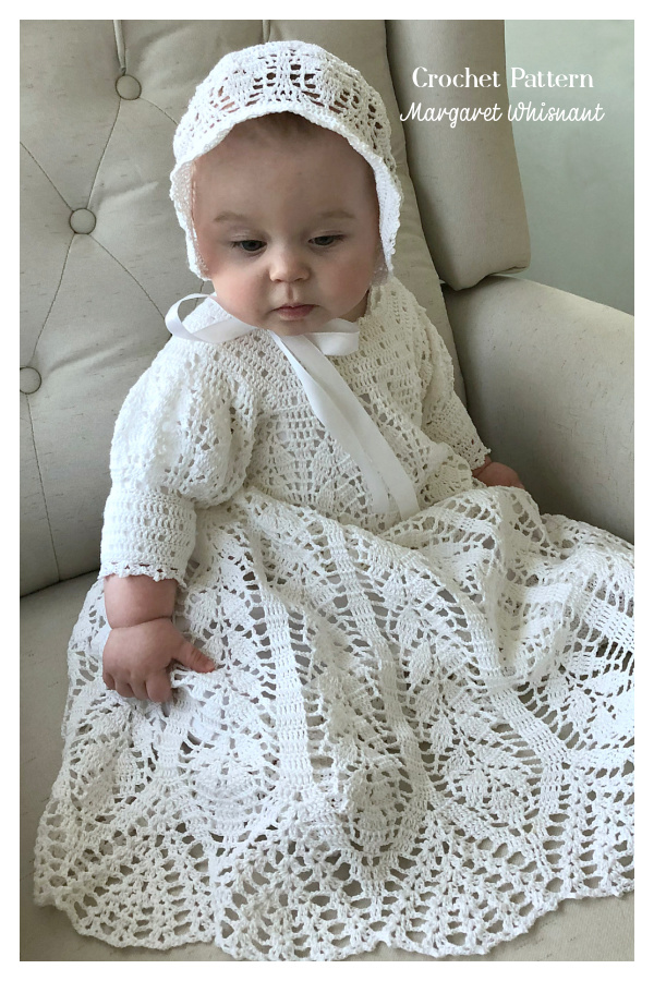 Victorian Christening Outfit Dress & Hat Set Crochet Pattern