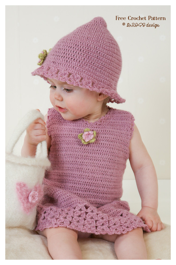 Little Miss Berry Baby Dress & Hat Set Free Crochet Patterns