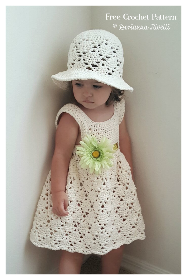 Vintage Summer Dress & Hat Set Crochet Free Patterns