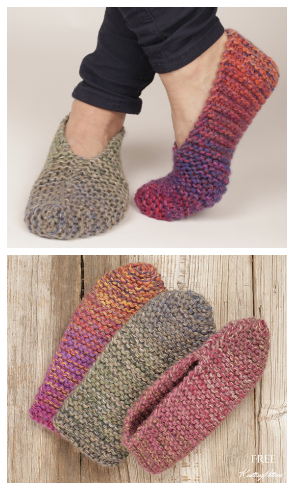 Knit Side Step Garter Stitch Slippers Free Knitting Pattern